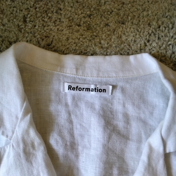 Reformation Women's Vance 100% linen long sleeve top White Size 4 - Picture 4 of 7